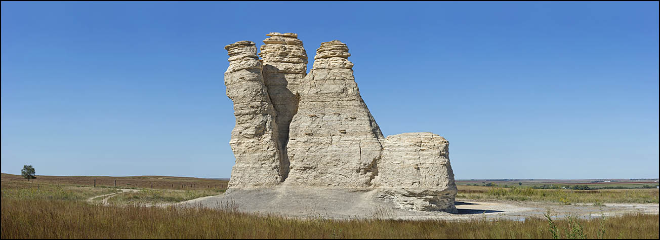 Castle Rock, Gove County, Kansas: an outcropping of Cretaceous rock formed when Kansas and much of the central North America was covered by an ancient ocean.