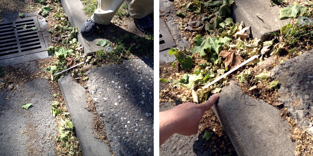 A curb in Hollister, California that is offset by the San Andreas fault.