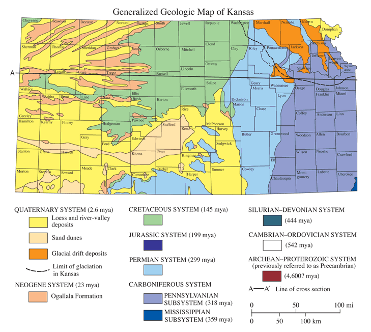 Geological map of Kansas