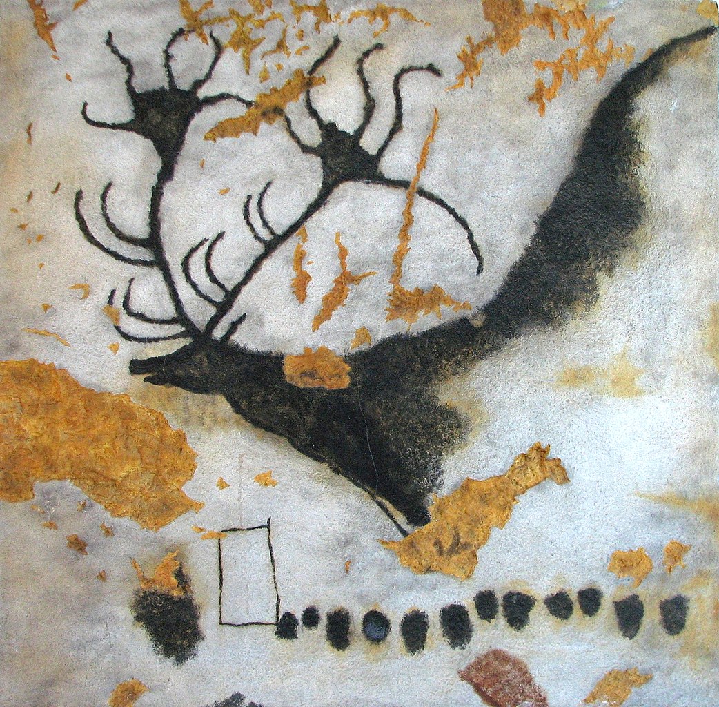 Photograph of a ancient cave painting of an "Irish Elk."