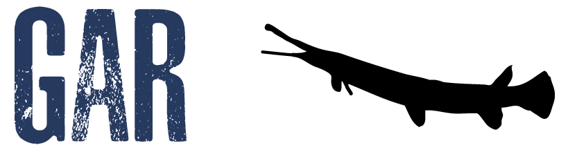 Image showing the word "gar" with an adjacent silhouette of a gar