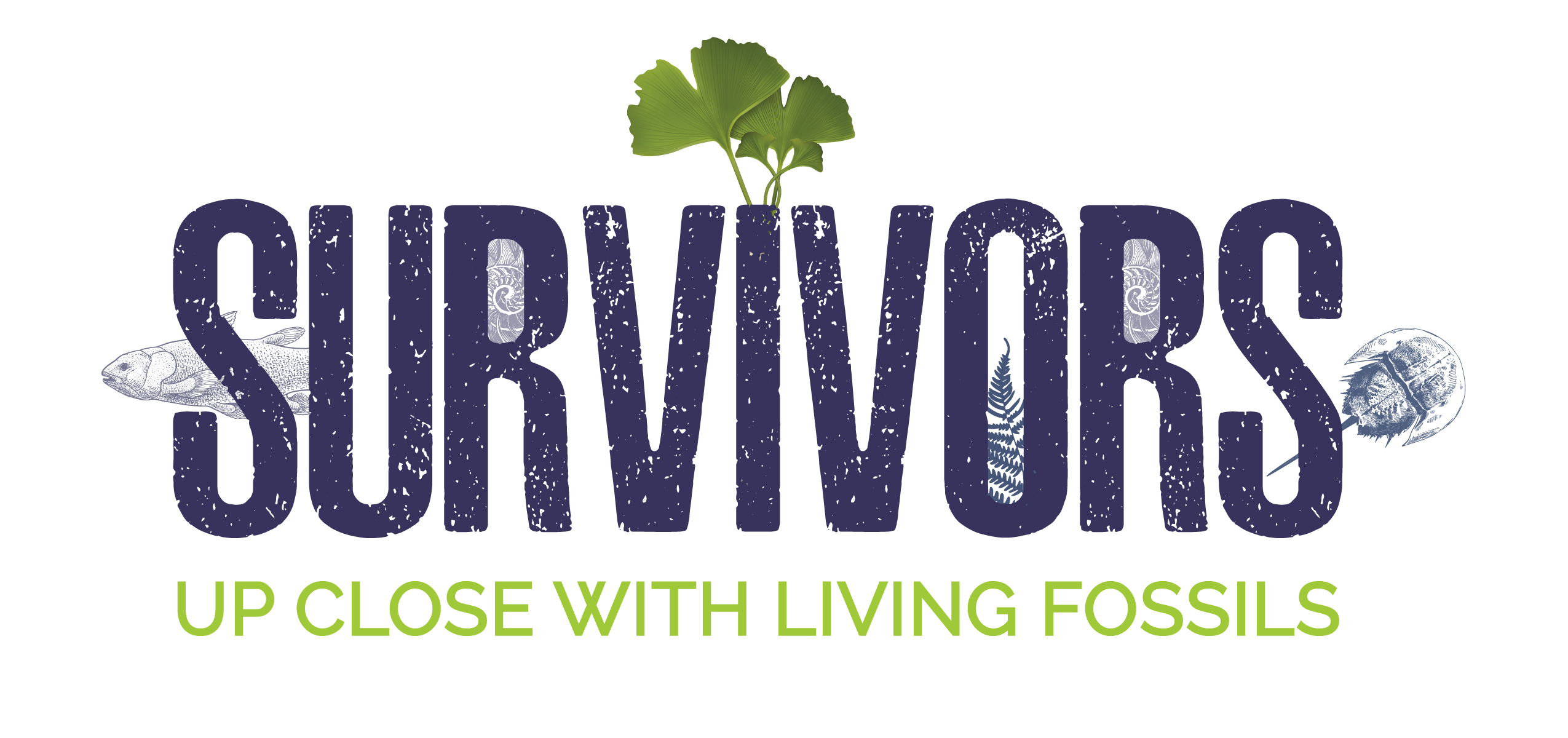 Logo of the "Survivors: Up Close with Living Fossils" exhibit