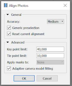 Screenshot of the align photos window options.