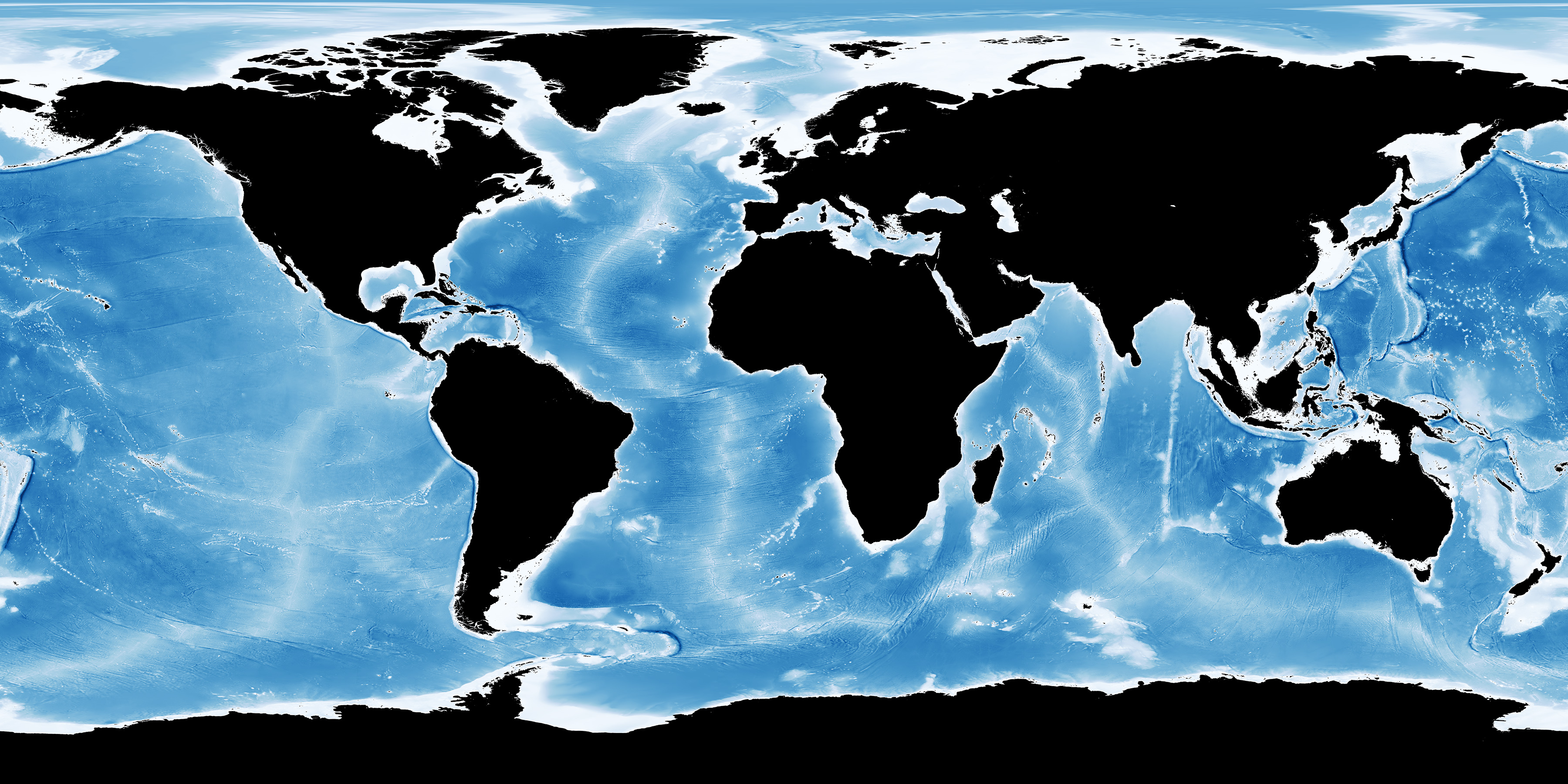 Map showing global ocean water depth.