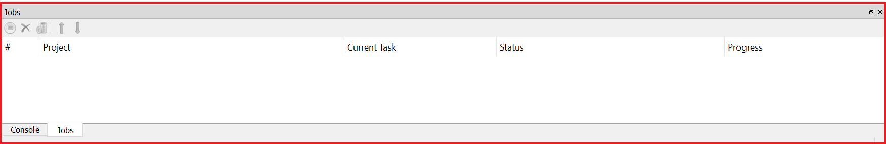 Screenshot showing job taskbar component of Photoscan.
