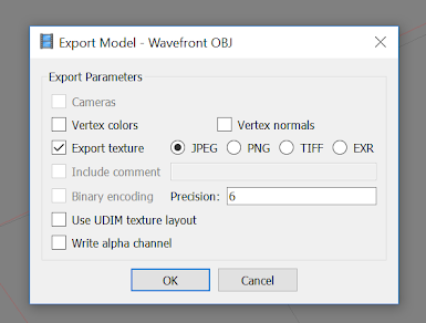 Screenshot of the "Export Model" window.