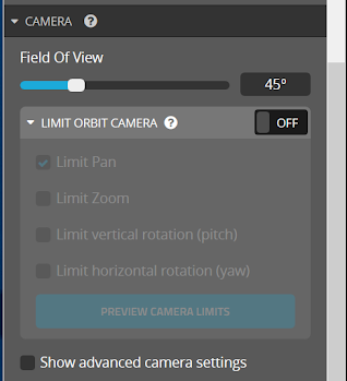 Screenshot of the field of view options available in Sketchfab.