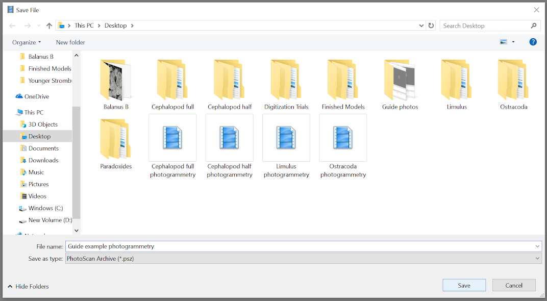 Screenshot showing details of file saving step.