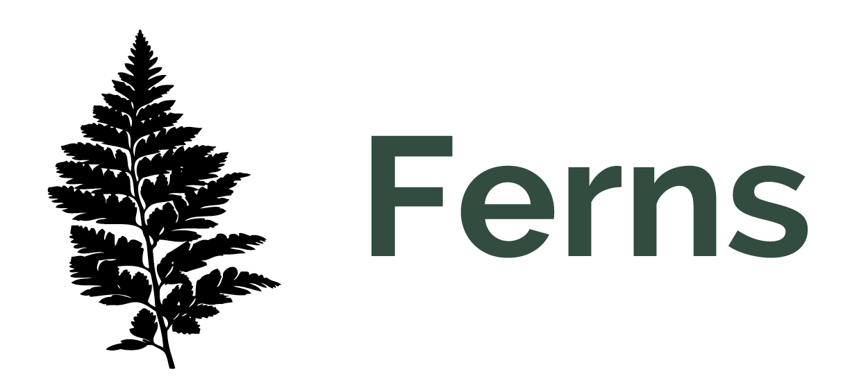 Image shows the word "Ferns" and a picture of a fern leaf.